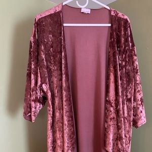 Shirley lularoe pink crushed velvet cardigan